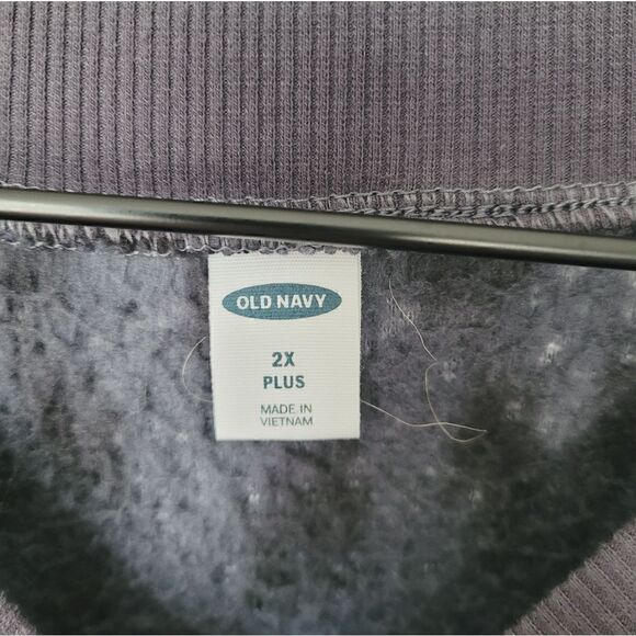 Old Navy Animal Print Pull Over Sherpa Sweatshirt in Blue Grey Size 2X Plus - Picture 3 of 6